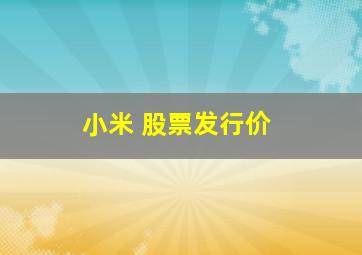 小米 股票发行价